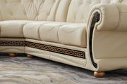 Italian left-facing ivory leather sectional in royal tufted design by ESF additional picture 3