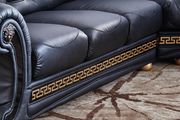 Italian right-facing black leather sectional in royal tufted design by ESF additional picture 2