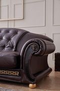 Italian brown leather sectional in royal tufted design by ESF additional picture 3