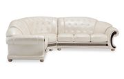 Italian left-facing pearl leather sectional in royal tufted design by ESF additional picture 7
