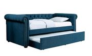 Tufted dark teal fabric daybed w/ trundle additional photo 2 of 1