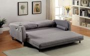 Gray linen fabric sofa bed w/ built-in speakers additional photo 2 of 2