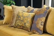 Gold fabric retro style sofa additional photo 2 of 3