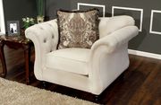 Royal style tufted sofa in light beige fabric additional photo 4 of 4