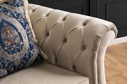 Royal style tufted sofa in light mocha fabric additional photo 2 of 3