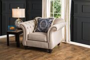 Royal style tufted sofa in light mocha fabric by Furniture of America additional picture 3