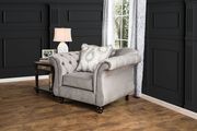 Royal style tufted sofa in gray fabric additional photo 3 of 4