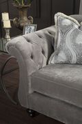 Royal style tufted sofa in gray fabric additional photo 4 of 4