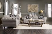 US-made modern victorian style gray tufted sofa additional photo 3 of 2