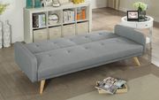 Gray linen line fabric sofa bed additional photo 2 of 4