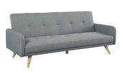 Gray linen line fabric sofa bed additional photo 4 of 4