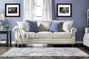 Linen-like beige fabric US-made nailhead trim sofa by Furniture of America additional picture 2