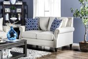 Linen-like beige fabric US-made nailhead trim sofa by Furniture of America additional picture 8