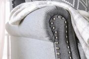 Linen-like gray fabric US-made nailhead trim sofa additional photo 3 of 2