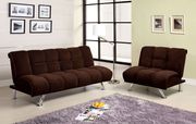 Modern 2pcs sofa bed in texturized chocolate fabric by Furniture of America additional picture 3