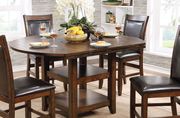 Parson style round walnut wood dining table by Furniture of America additional picture 4