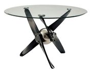 Round glass top x-shaped base table by Furniture of America additional picture 2