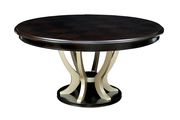 Round espresso finish dining table additional photo 2 of 4