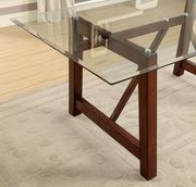 Simple modern dining table w tempered glass top by Furniture of America additional picture 2