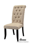 Beige upholstered seat button tufted dining chair additional photo 3 of 2