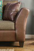 Leatherette/chenille fabric contemporary sofa additional photo 3 of 3