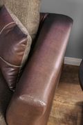 Leatherette/chenille fabric contemporary sofa additional photo 4 of 3