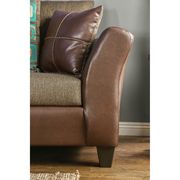 Leatherette/chenille fabric contemporary loveseat additional photo 2 of 2