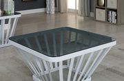 White contemporary table w/ glass top by Furniture of America additional picture 2