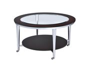 Glass round insert top coffee table by Furniture of America additional picture 2