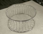 Round glass top / metal base modern coffee table by Furniture of America additional picture 2