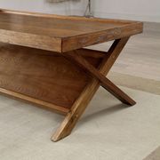 Light oak x-shape base coffee table by Furniture of America additional picture 2