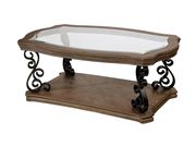 Classic style glass insert top coffee table by Furniture of America additional picture 2