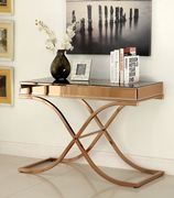 Brass finish mirror top glam style coffee table by Furniture of America additional picture 2