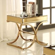 Brass finish mirror top glam style coffee table by Furniture of America additional picture 3