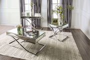 Chrome finish mirror top glam style coffee table additional photo 2 of 2