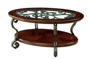 Traditional classic oval coffee table w/ glass insert by Furniture of America additional picture 2