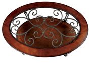 Traditional classic oval coffee table w/ glass insert by Furniture of America additional picture 9