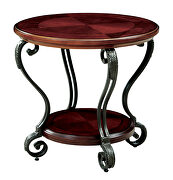Traditional classic round end table w/ glass insert additional photo 2 of 2
