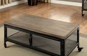 Distressed gray industrial style metal coffee table by Furniture of America additional picture 5