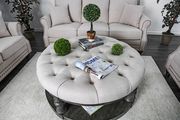 Antique gray solid wood round coffee table additional photo 2 of 2