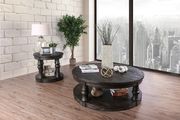 Antique gray solid wood round coffee table by Furniture of America additional picture 4