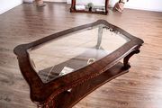 Dark cherry wood traditional coffee table w/ glass by Furniture of America additional picture 4