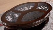 Dark cherry rich coffee table w/ glass inlays by Furniture of America additional picture 2
