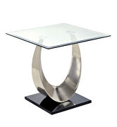 Stainless steel / glass top end table by Furniture of America additional picture 2