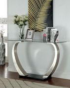 Glass top modern coffee table with steel legs by Furniture of America additional picture 2