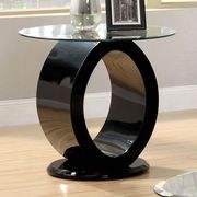 Oval high gloss base / glass top modern coffee table by Furniture of America additional picture 2