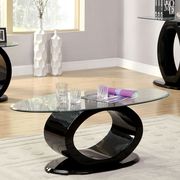 Oval high gloss base / glass top modern coffee table by Furniture of America additional picture 3
