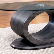Oval high gloss base / glass top modern coffee table by Furniture of America additional picture 2