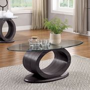 Oval high gloss base / glass top modern coffee table by Furniture of America additional picture 5