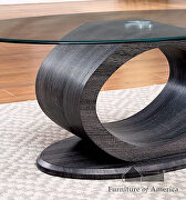 Oval high gloss base / glass top modern sofa table additional photo 3 of 2